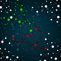 Molecular structure. DNA. Colorful background. Connection atoms