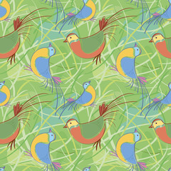 Seamless pattern with birds