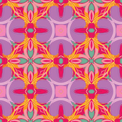 Fantasic seamless pattern of purple and red lilies