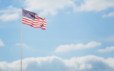 Composite image of american flag waving on pole - obrazy, fototapety, plakaty