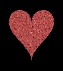 Red heart, on a black background. Illustration.