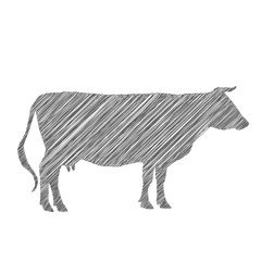 cow silhouette, shading, doodle, drawing by hand. Vector
