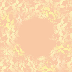 Obraz premium yellow leaves on pink background. Round banner for text. Vector