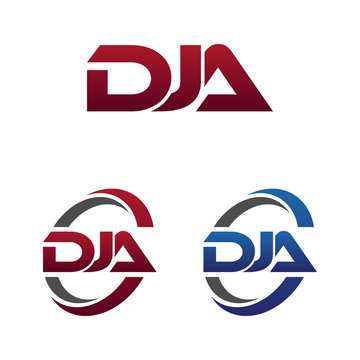 Modern 3 Letters Initial logo Vector Swoosh Red Blue dja