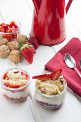 Dessert Healthy, quinoa, strawberry, nuts and yogurt.