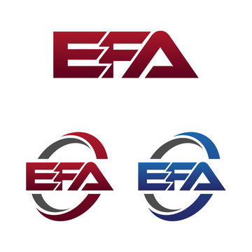 Modern 3 Letters Initial logo Vector Swoosh Red Blue efa