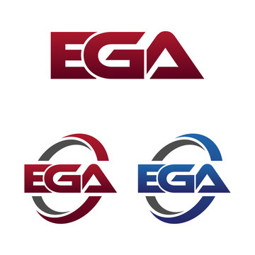 Modern 3 Letters Initial logo Vector Swoosh Red Blue ega