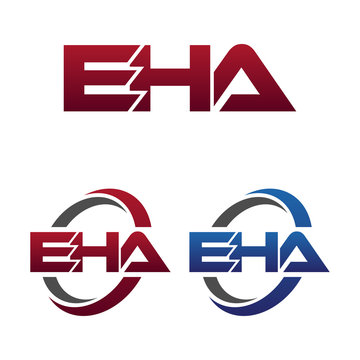 Modern 3 Letters Initial logo Vector Swoosh Red Blue eha