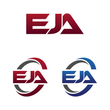 Modern 3 Letters Initial logo Vector Swoosh Red Blue eja