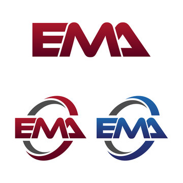 Modern 3 Letters Initial logo Vector Swoosh Red Blue ema