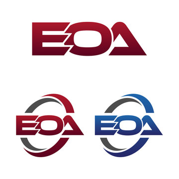 Modern 3 Letters Initial logo Vector Swoosh Red Blue eoa
