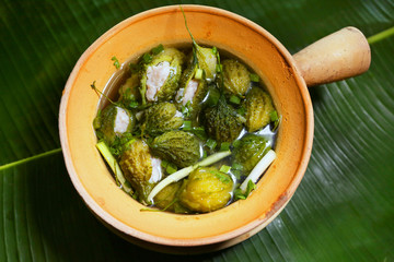 Vietnamese bitter melon soup with minced fish