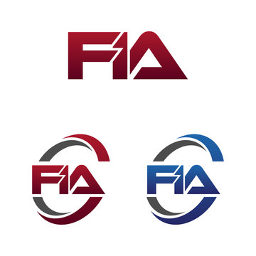 Modern 3 Letters Initial logo Vector Swoosh Red Blue fia