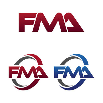 Modern 3 Letters Initial logo Vector Swoosh Red Blue fma