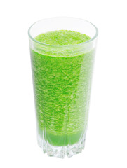 Green smoothie in glass isolated on white background with clipping path