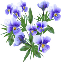 Obraz na płótnie Canvas bunch of blue garden violet flowers isolated on white