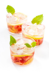 refreshing lemonade with strawberry and lemon 