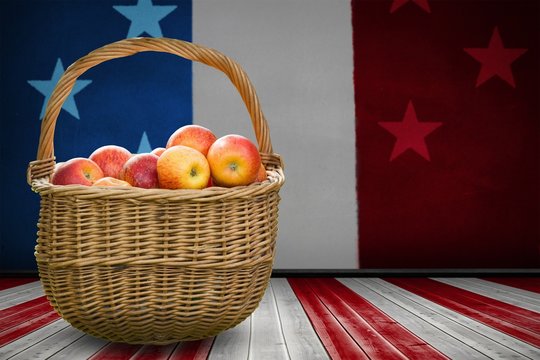 Composite image of basket of apples
