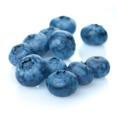 Heap of blueberries isolated on white background