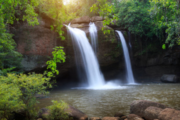 Haew Suwat Waterfall, the beautiful waterfall in rain forest at Khao Yai National Park, Thailand