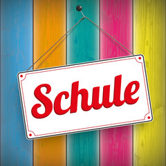 Obraz premium Schild Schule an einer Holzwand