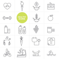 Vector line healthy icon set design