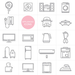 Vector Line Household appliances icon set design.ai