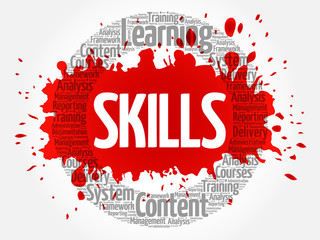Fototapeta premium SKILLS circle word cloud, business concept