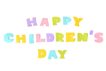 Happy children day text on white background - isolated