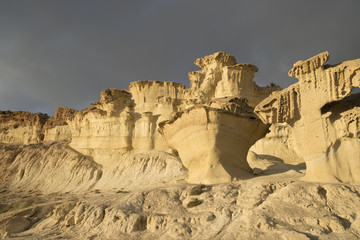 Fototapeta na wymiar Bolnuevo Mazarron eroded sandstones in Murcia spain
