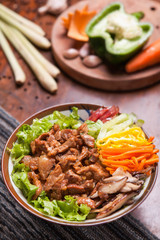 Fried rice mixed with beef