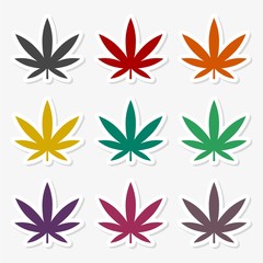 Fototapeta na wymiar Marijuana leaf sticker set