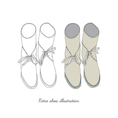 Pair of shoes. Hand drawn design. Vector.