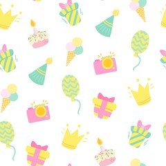 Birthday celebration seamless vector pattern.