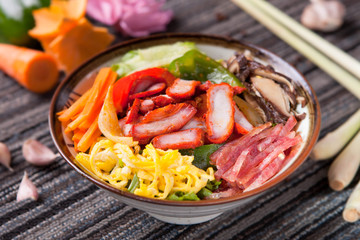 Fried rice mixed with charsiu