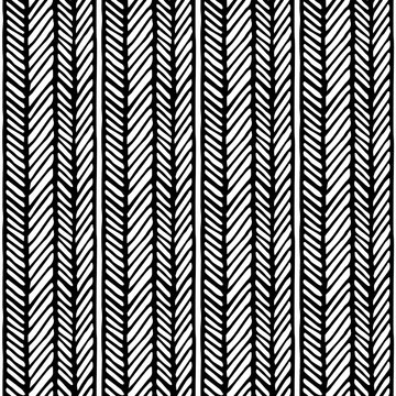 Seamless chevron abstract hand drawn pattern. Vector illustration with chevron lines and vertical lines.