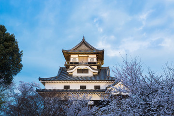 Inuyama castle historic building landmark in spring with beautif