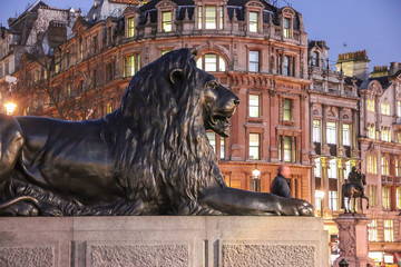 Sculpture of lion, Trafalgar square, London 