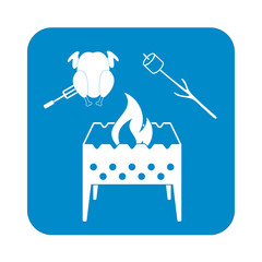 Brazier, zephyr and chicken icon. Vector illustration