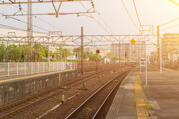 Obraz na płótnie Canvas Railway station transportation, business transport by train.