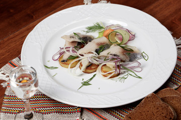 Herring with dark break and vodka