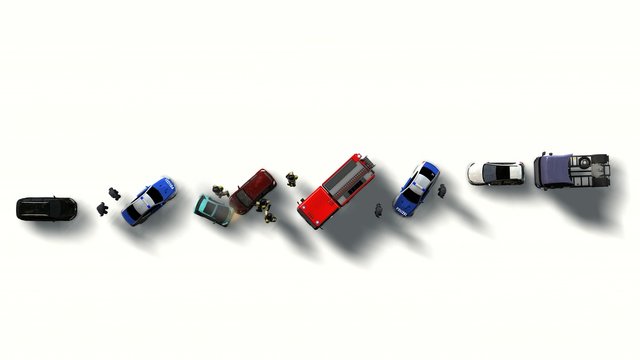 Traffic Accident With Vehicles Aerial View Isolated On White