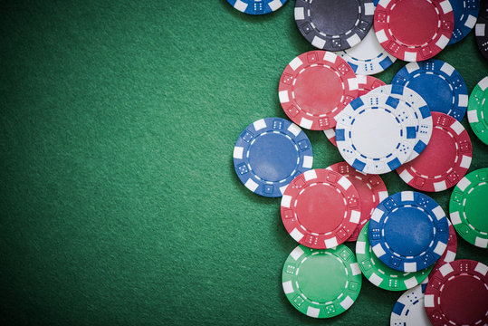 casino chips on poker table