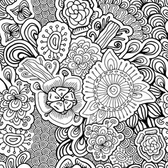 stock vector floral seamless doodle pattern. decorative element.