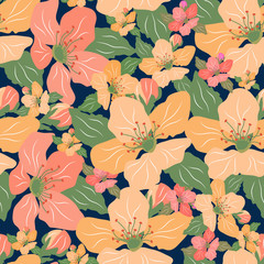 Floral seamless pattern.Colorful vector print.Textile texture