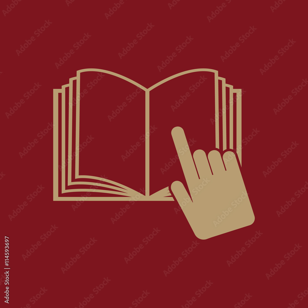Poster the open book icon. manual and tutorial, instruction symbol. flat