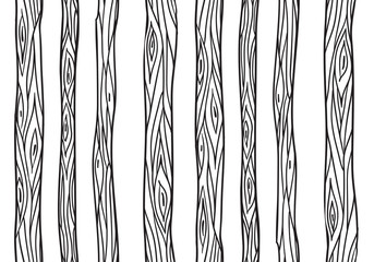 Seamless texture with doodle tree trunks. Vector element for your creativity