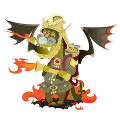 Dragon in a fire that puts out .