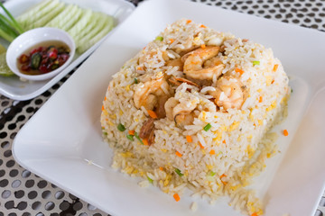 fried rice with shrimps, Thai food.