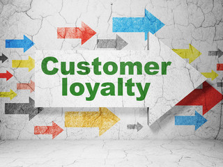 Marketing concept: arrow with Customer Loyalty on grunge wall background